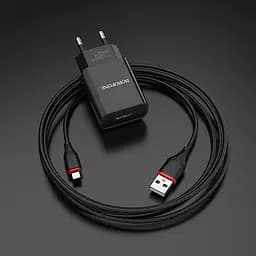 Зарядний пристрій комплект із кабелем micro-USB Borofone BA20A Sharp набір чорний - мініатюра 2