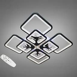 Стельова LED-люстра Diasha 8157/4+4BK 190W, 60×60×12 см, 3 кольори світла, диммер, пульт