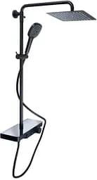 Душевая система универсальная Qtap Sloup Black Matt термостатическая с полкой QTSL57T105VNKBB