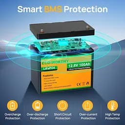Акумулятор Eco Worthy LiFePO4 12V 100Ah (1280Wh) із вбудованим BMS, 3000+ циклів - мініатюра 6