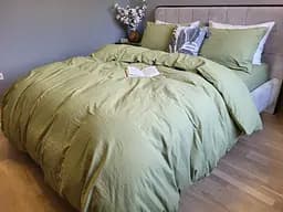 Комплект постельного белья LUXURY Washed из вареного хлопка светло-зеленый Green 