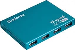 USB-Хаб Defender USB Hub Septima Slim 7-port USB2.0 активний (синій металік, алюмінієвий корпус) (83505)
