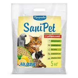 Наполнитель Природа Sani Pet деревянный универсальный с ароматом лимона 5кг PR240792