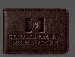 Кожаная обложка для удостоверения БЭБ (Бюро экономической безопасности Украины) Бордовая