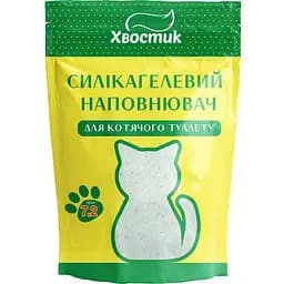 Силикагель наполнитель Хвостик для кошек с зелеными гранулами мелкая фракция 7.2 л