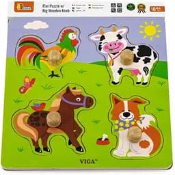 Дерев'яна рамка-вкладиш Viga Toys Звірята на фермі 4 елементи (50839) - мініатюра 2