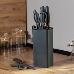 Набір кухонних ножів на підставці з точилом 7 предметів, сірий TS Kitchen HP27476 - мініатюра 10