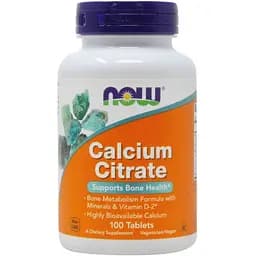Вітаміни та мінерали NOW Calcium Citrate Tablets, 100 таблеток