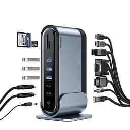 Хаб-концентратор Baseus Working Station для Macbook 16в1 RJ45 Usb, VGA - мініатюра 2
