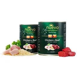 Консервированный корм для щенков с курицей говядиной и рисом Nuevo Junior 800 г