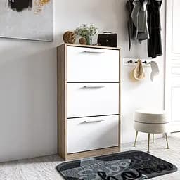 Тумба для взуття Moreli S-21 Ш590/В1200/Г280 Дуб сонома-Білий