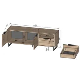 Тумба під телевізор Moreli Forte F-0007 у стилі Loft 1400х505х400 мм Дуб Гранж Пісочний - мініатюра 4