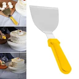Шпатель скребок лопатка для теста из нержавеющей стали с пластиковой ручкой 25 см, Kitchen Master Желтый 85762