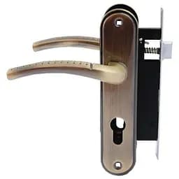 Замок врізний дверний з ручками на планці комплект FZB ЕТ-6540 АВ (бронза)