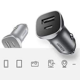 Автозарядка 2xUSB 30W (USB-C + USB-A) CD130 Ugreen (40858) - мініатюра 9