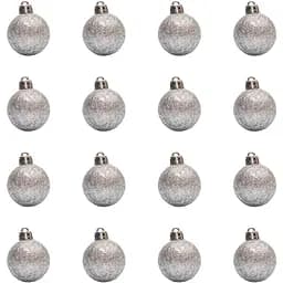 Набір ялинкових куль 16 шт D4 см сріблястий гліттер пластик (250843)