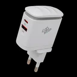 Зарядка для телефона LogicPower 25W (Type-C+USB) QC3.0 PD + кабель (Type-C to Type-C) 25WCH - мініатюра 2