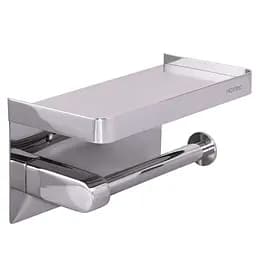 Тримач туалетного паперу HOTEC 16.643 з поличкою з нержавіючої сталі для ванної кімнати хромований
