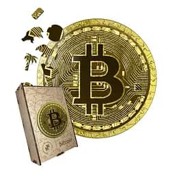 Пазл деревянный Биткоин Bitcoin, А4, Картонная коробка 100 элементов