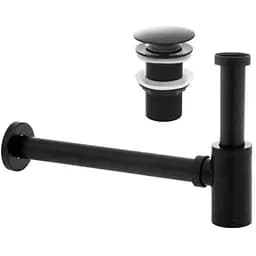 Сифон універсальний для умивальника Yoka black mat click-clack BK.SYPOP-14-BLK, Чорний матовий