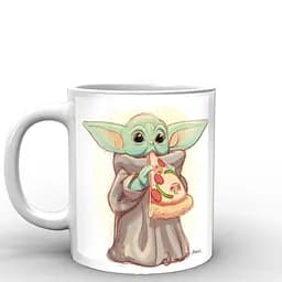 Кухоль GeekLand Зіркові війни Мандалорець Бейбі Йода з піцою Star Wars The Mandalorian TM.04.17 330 мл білий