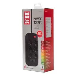 Мережевий фільтр живлення ColorWay (CW-CHE64B), 6 розеток/4USB Black (CW-CHE64B) - мініатюра 8