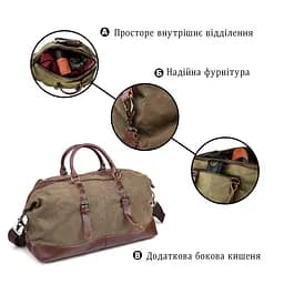 Дорожня сумка текстильна велика 20167 Vintage зелена - мініатюра 8