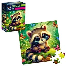 Пазли De.tail Єнот з метеликами, 64 деталі, DT1234-12