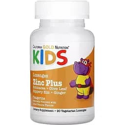 Цинк для дітей California Gold Nutrition Zinc Plus Lozenge For Children смак мандарину 90 льодяників