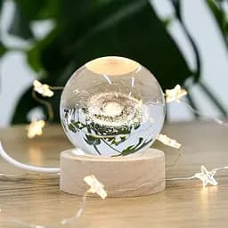 Світильник нічник 3D "Хрустальна куля з галактикою всередині", 6/8 см, LED нічник скляна куля (ST) - мініатюра 10