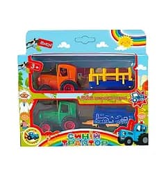 Набор тракторов 28495 "Синій Трактор" 28495, металлопластик, 2шт с прицепами, в коробке (6945672024104) Вид 1