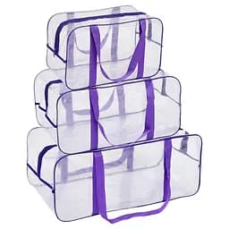 Набор прозрачных сумок в роддом: размер размер М 40х25х20 см + размер L 50х25х30 см + розмір XL 60х25х30 см (розовые)