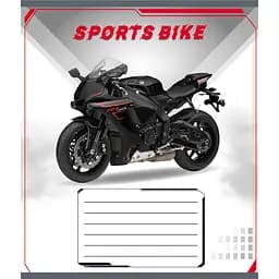 Зошит учнівський "Спортбайк" Leader 012-500196K-4 в клітинку, 12 аркушів