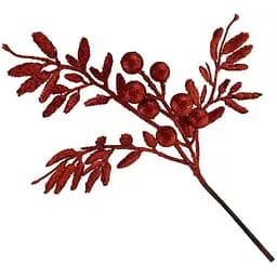 Декоративная ветка с глитером Красный 35 см
