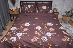 Комплект постільної білизни Moon&Star Микросатин Premium Floral Mocha євро 200х220 наволочки 2х40х60 - мініатюра 4