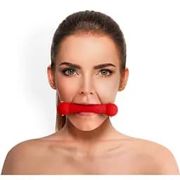 Кляп-палиця Art of Sex - Gag Stick Silicon для БДСМ ігор (шкіра/силекон, червоний)