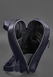 Темно-синій шкіряний чоловічий рюкзак на одне плече Chest Bag - мініатюра 5