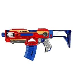 Автомат SB 524-2 красный, съемный магазин и приклад, складная мушка, 30 мягких патронов с присосками.