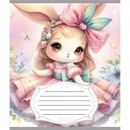 Зошит учнівський "Зайка" Leader 012-590522C-5 в косу лінію, 12 аркушів