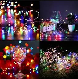Світлодіодна гірлянда нитка крапля роси 4.5 м 50led батарейки RGB - мініатюра 3