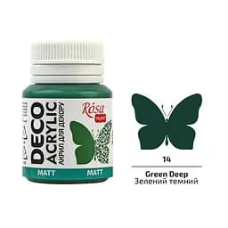 Акрил для декора Зеленый темный матовый (14) 20 мл Rosa Talent