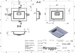 Умивальник Miraggio ERICA 600 (8813412) Mirasoft, Матовий, Накладний/Врізний, Білий - мініатюра 2