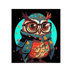 Картина за номерами Strateg Яскравість пернатого мудреця на чорному фоні 30х30 см