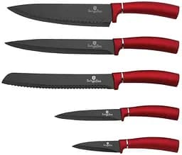 Набір з 6 ножів з бамбуковою обробною дошкою Berlinger Haus Metallic Line Burgundy Edition (BH-2552) - мініатюра 2