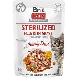 Корм влажный для стерилизованных кошек Brit Care Cat Sterilized филе в соусе с уткой пауч 85 г