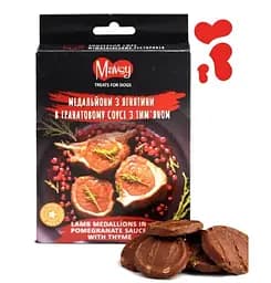 Лакомство для собак Mavsy Refined jerky LAMB MEDALLIONS IN POMEGRANATE SAUCE WITH THYME медальоны из ягненка в гранатовом соусе с тимьяном, 100 г
