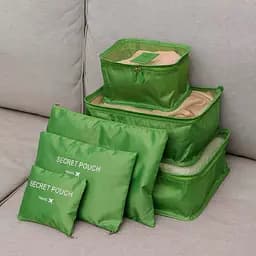 Набір дорожніх органайзерів для одягу зелені 6 штук Secret Pouch