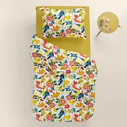 Дитяча постільна білизна в ліжечко FAIRY BIRDS, помаранчевий (EthnicFlowerBirds_Marmalade94_140) - мініатюра 2