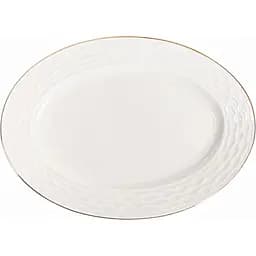 Блюдо Lefard Золота хвиля овальне, 26х18,5 см, біле із золотим (359-478-2)