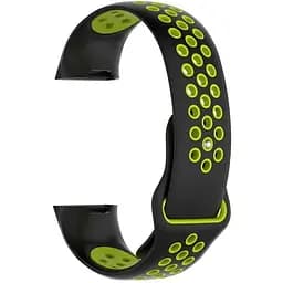 Силіконовий ремінець Primo з перфорацією для фітнес браслета Fitbit Charge 3/4 Black Green/розмір L